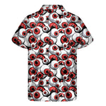 Scary Red Eyeball Pattern Print Men's Short Sleeve Shirt