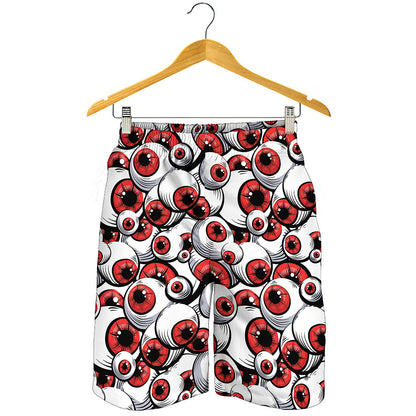 Scary Red Eyeball Pattern Print Men's Shorts