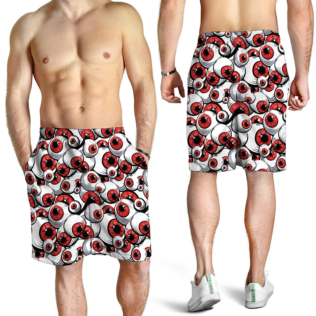 Scary Red Eyeball Pattern Print Men's Shorts