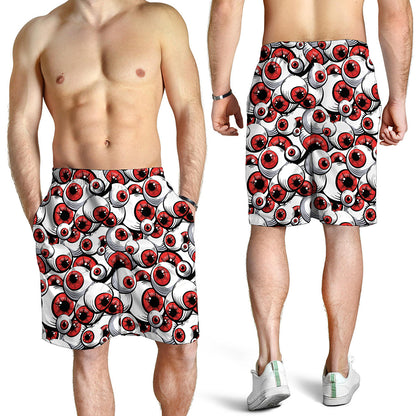 Scary Red Eyeball Pattern Print Men's Shorts