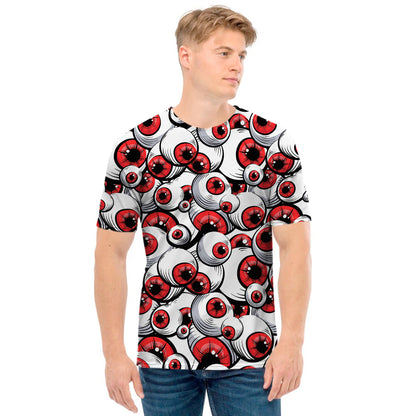 Scary Red Eyeball Pattern Print Men's T-Shirt