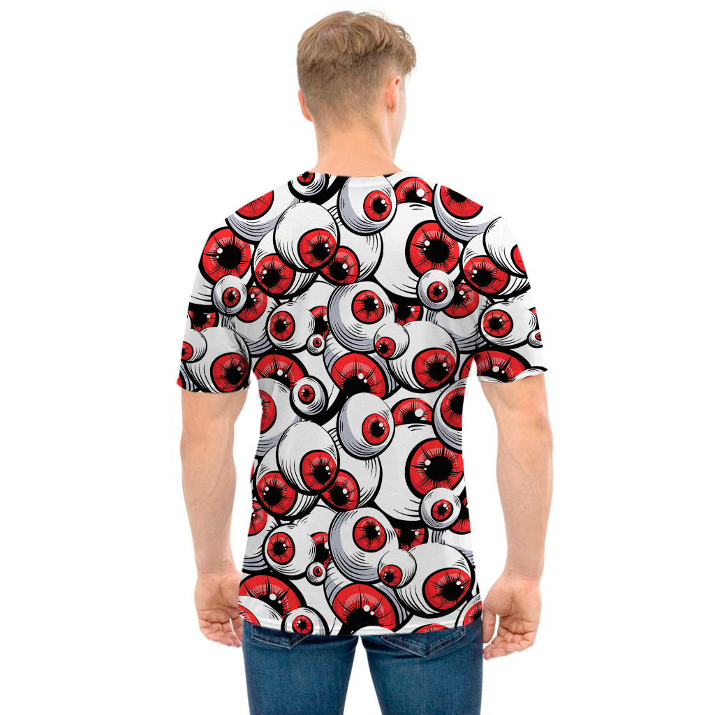 Scary Red Eyeball Pattern Print Men's T-Shirt