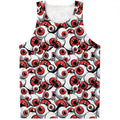 Scary Red Eyeball Pattern Print Men's Tank Top