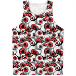 Scary Red Eyeball Pattern Print Men's Tank Top