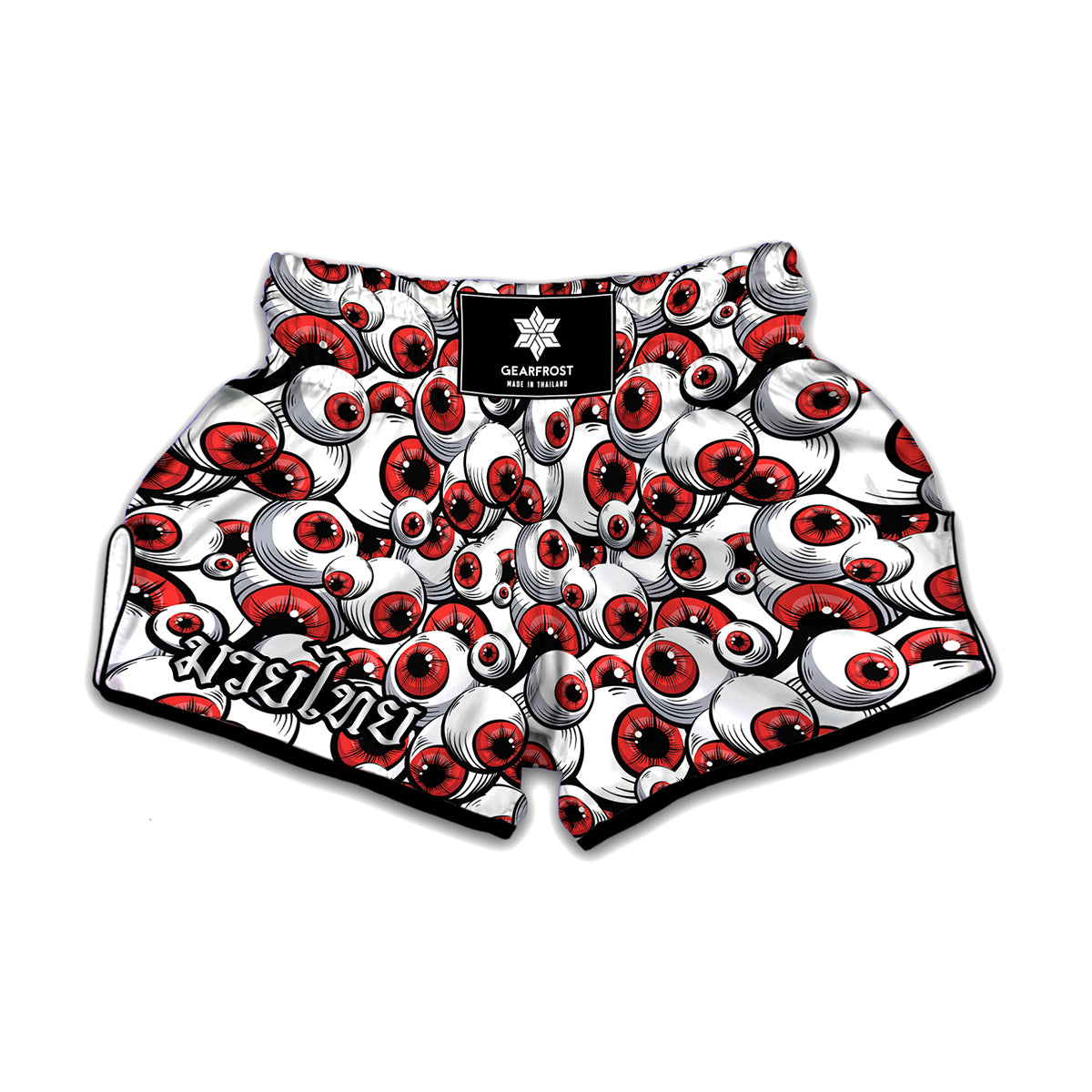Scary Red Eyeball Pattern Print Muay Thai Boxing Shorts