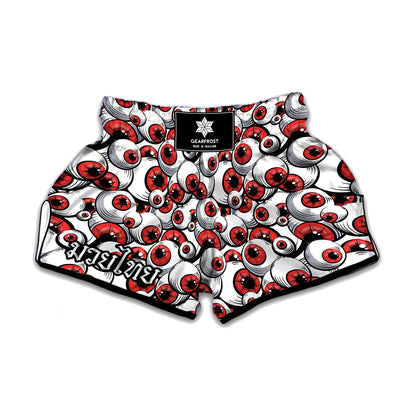 Scary Red Eyeball Pattern Print Muay Thai Boxing Shorts