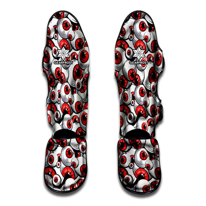 Scary Red Eyeball Pattern Print Muay Thai Shin Guard
