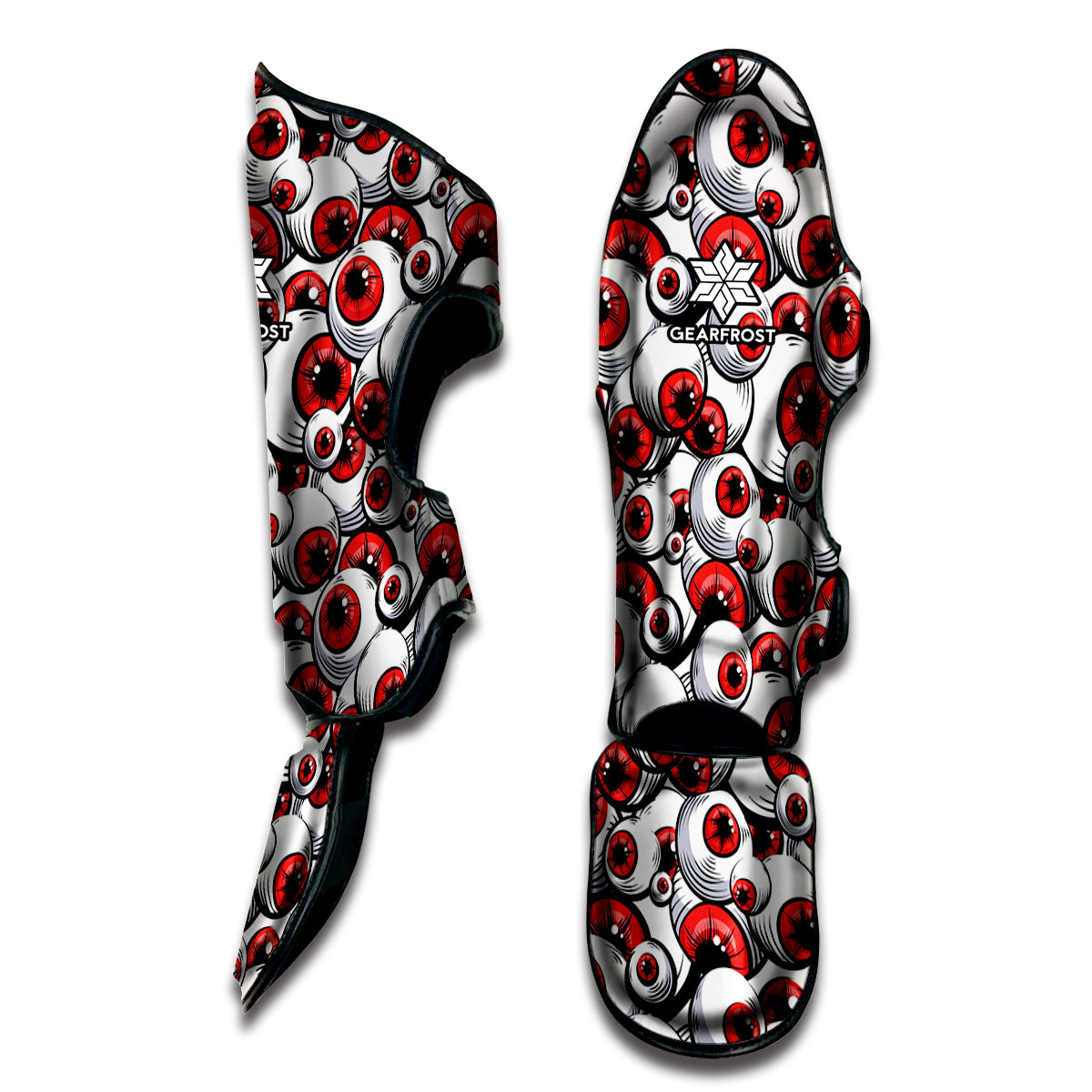 Scary Red Eyeball Pattern Print Muay Thai Shin Guard