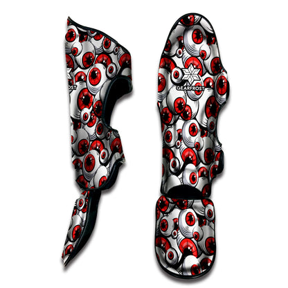 Scary Red Eyeball Pattern Print Muay Thai Shin Guard