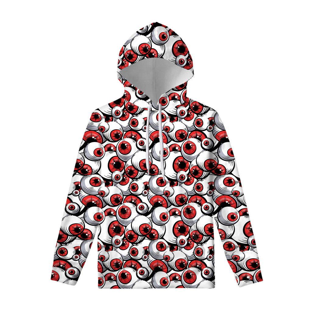 Scary Red Eyeball Pattern Print Pullover Hoodie