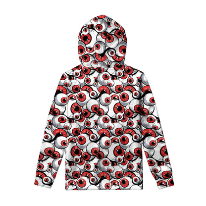 Scary Red Eyeball Pattern Print Pullover Hoodie