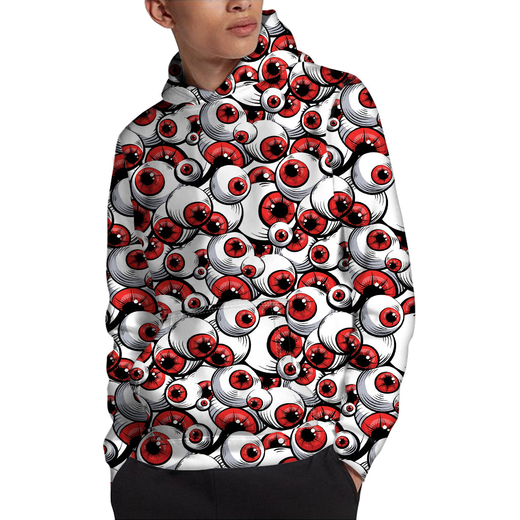 Scary Red Eyeball Pattern Print Pullover Hoodie