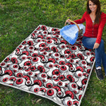Scary Red Eyeball Pattern Print Quilt