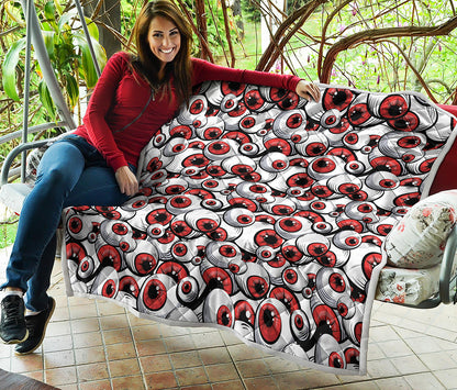 Scary Red Eyeball Pattern Print Quilt