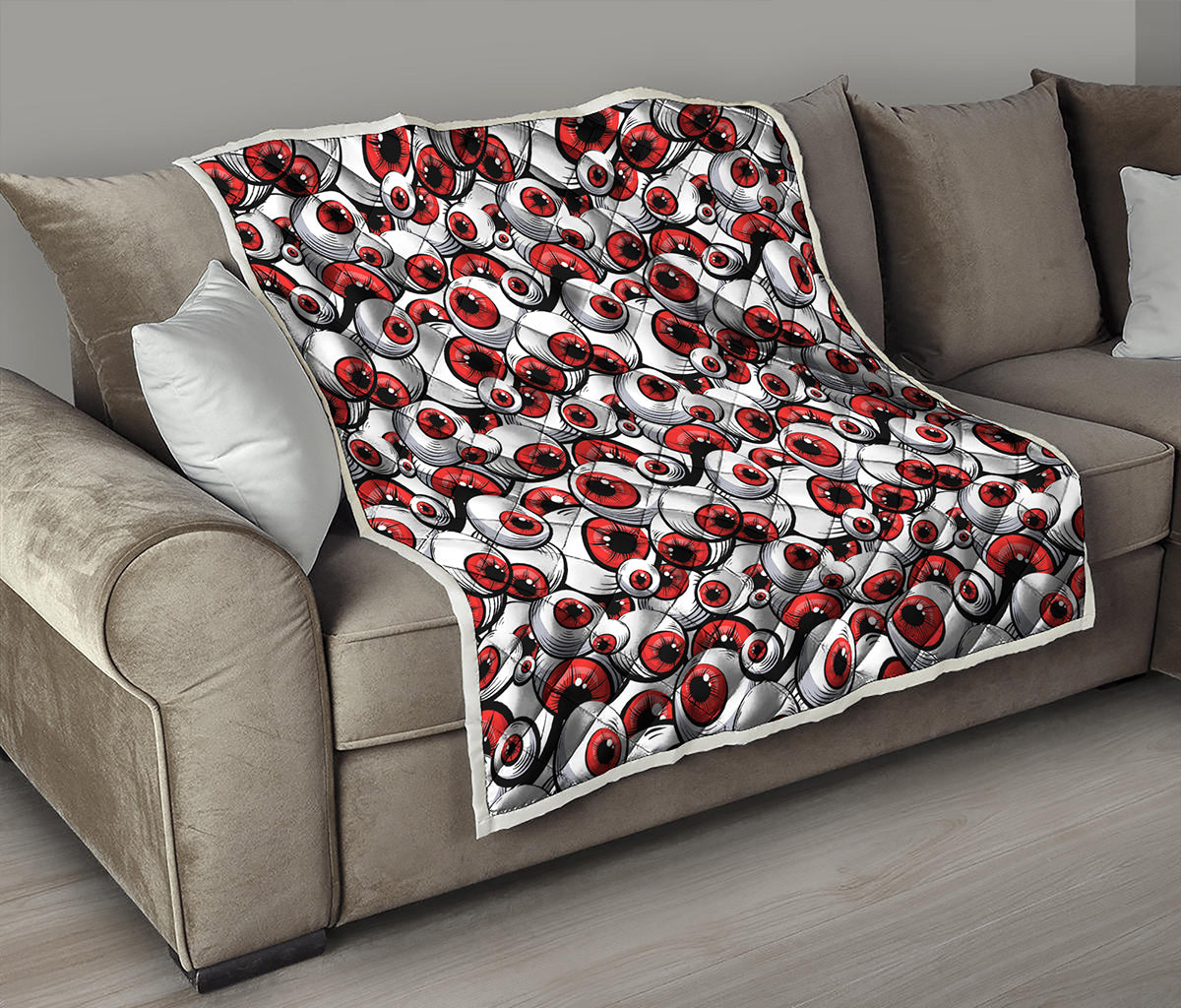 Scary Red Eyeball Pattern Print Quilt