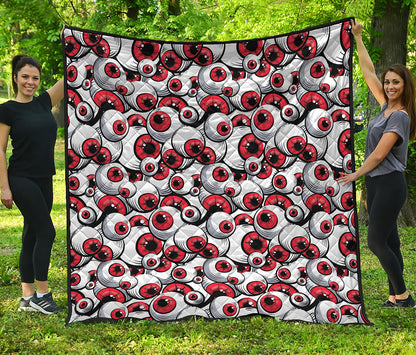 Scary Red Eyeball Pattern Print Quilt