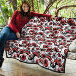Scary Red Eyeball Pattern Print Quilt