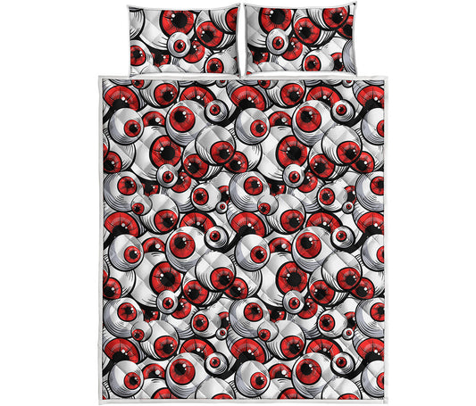 Scary Red Eyeball Pattern Print Quilt Bed Set
