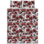 Scary Red Eyeball Pattern Print Quilt Bed Set