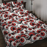 Scary Red Eyeball Pattern Print Quilt Bed Set