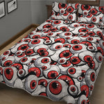 Scary Red Eyeball Pattern Print Quilt Bed Set