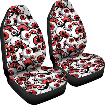 Scary Red Eyeball Pattern Print Universal Fit Car Seat Covers
