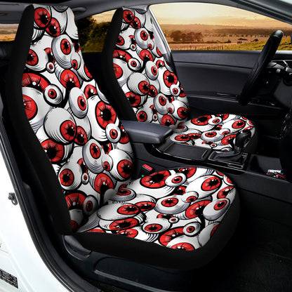 Scary Red Eyeball Pattern Print Universal Fit Car Seat Covers