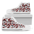 Scary Red Eyeball Pattern Print White High Top Sneakers