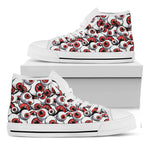 Scary Red Eyeball Pattern Print White High Top Shoes