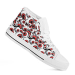 Scary Red Eyeball Pattern Print White High Top Shoes