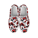 Scary Red Eyeball Pattern Print White Slip On Shoes