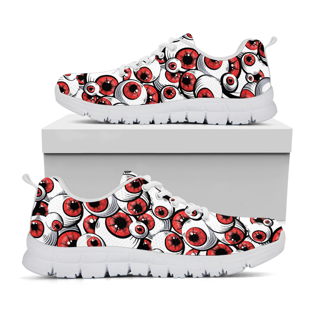 Scary Red Eyeball Pattern Print White Sneakers