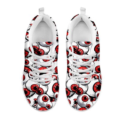 Scary Red Eyeball Pattern Print White Sneakers
