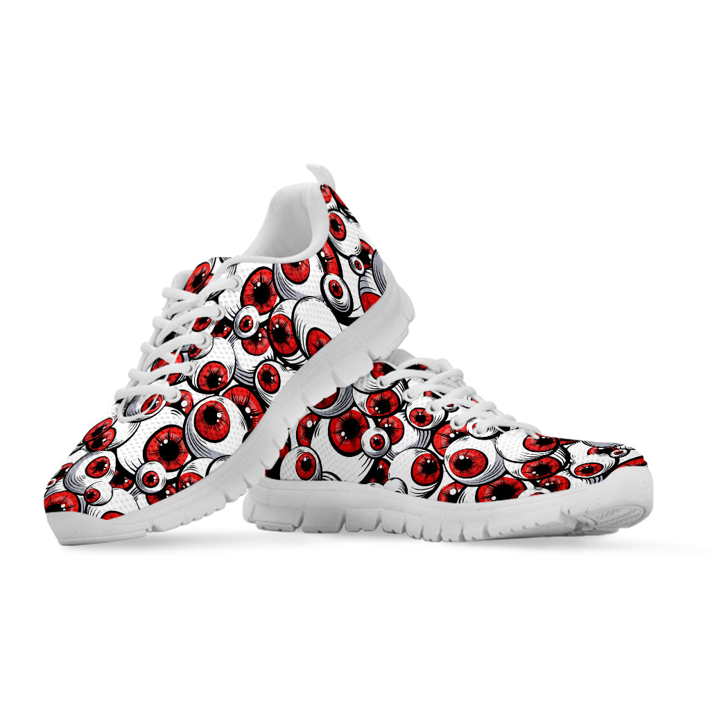 Scary Red Eyeball Pattern Print White Sneakers