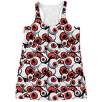 Scary Red Eyeball Pattern Print Women's Racerback Tank Top