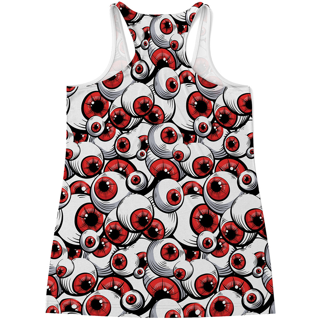 Scary Red Eyeball Pattern Print Women's Racerback Tank Top