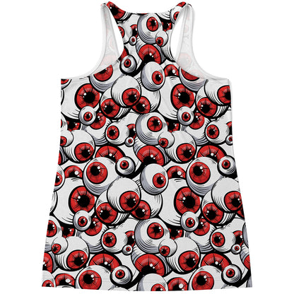 Scary Red Eyeball Pattern Print Women's Racerback Tank Top