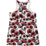 Scary Red Eyeball Pattern Print Women's Racerback Tank Top