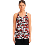 Scary Red Eyeball Pattern Print Women's Racerback Tank Top