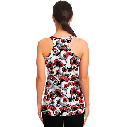 Scary Red Eyeball Pattern Print Women's Racerback Tank Top