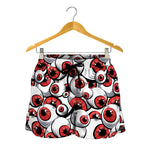Scary Red Eyeball Pattern Print Women's Shorts