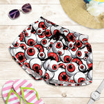 Scary Red Eyeball Pattern Print Women's Shorts