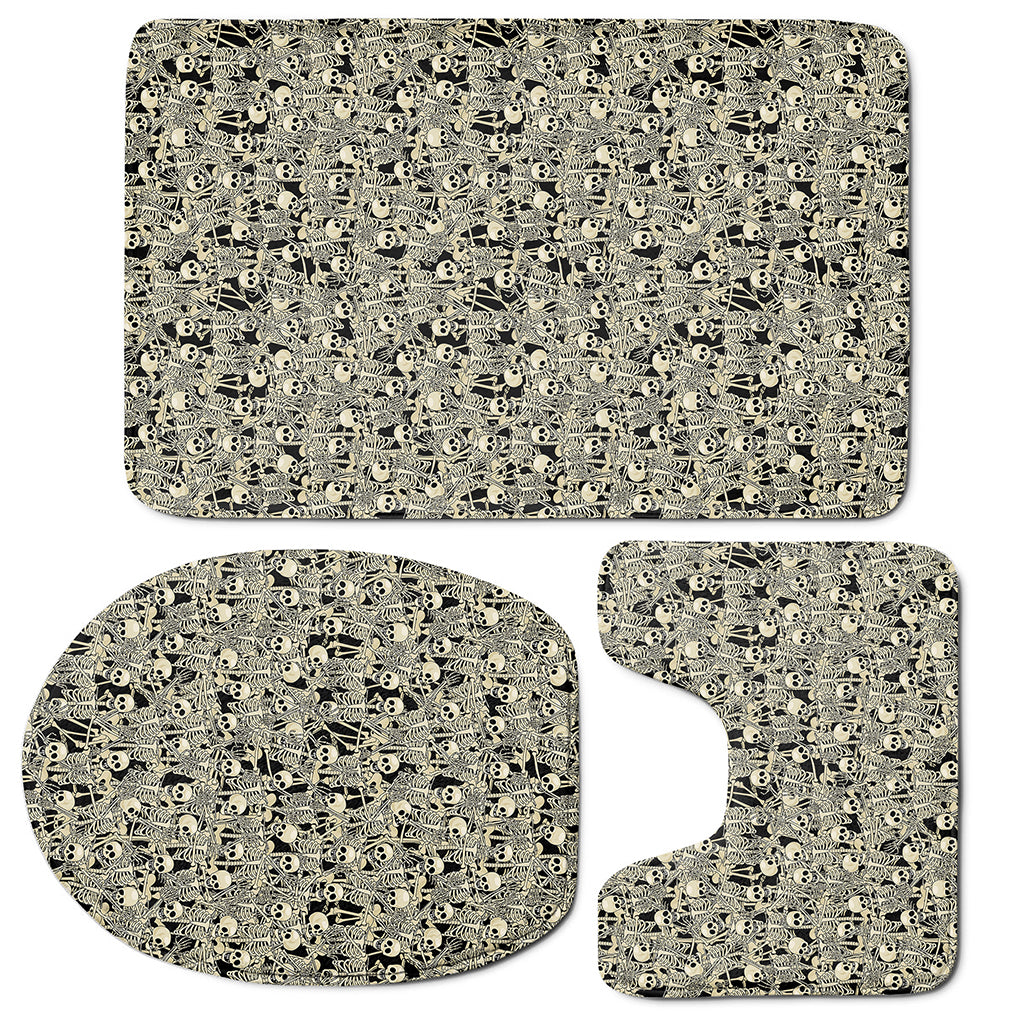 Scary Skeleton Pattern Print 3 Piece Bath Mat Set