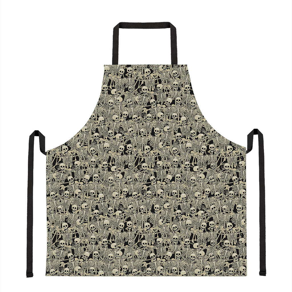 Scary Skeleton Pattern Print Apron