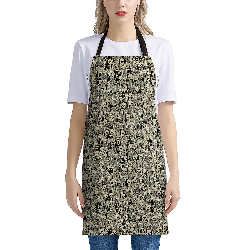 Scary Skeleton Pattern Print Apron