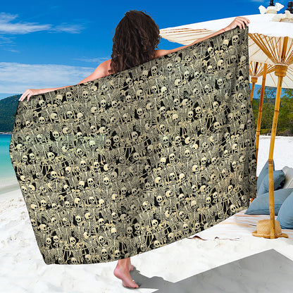 Scary Skeleton Pattern Print Beach Sarong Wrap