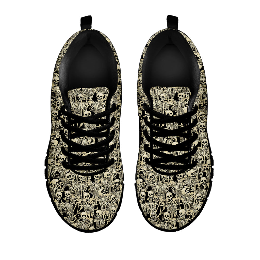 Scary Skeleton Pattern Print Black Sneakers