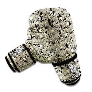 Scary Skeleton Pattern Print Boxing Gloves