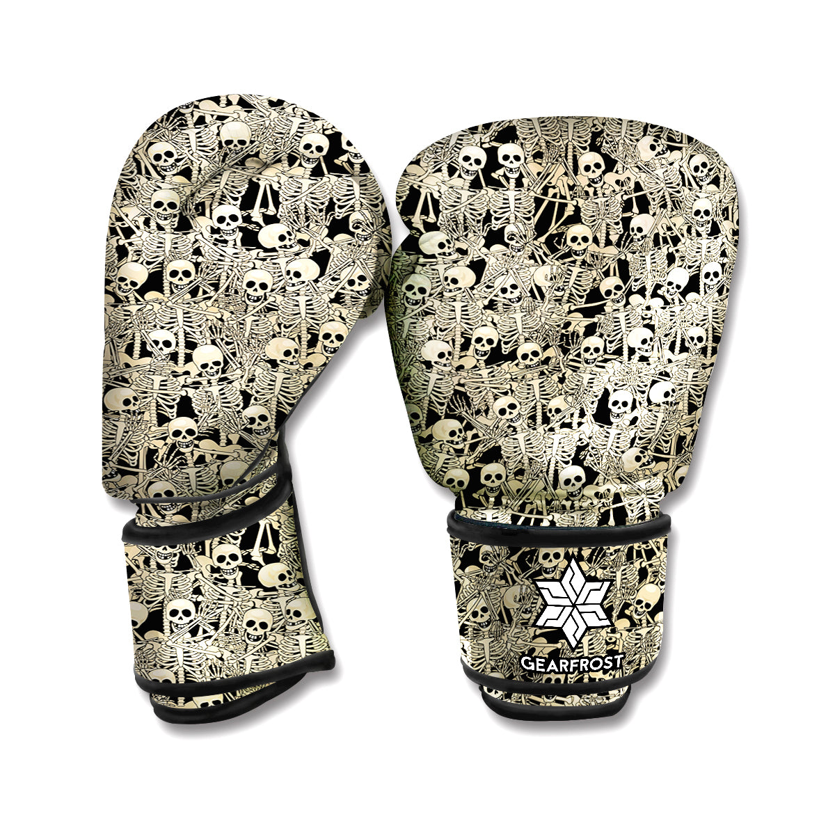 Scary Skeleton Pattern Print Boxing Gloves