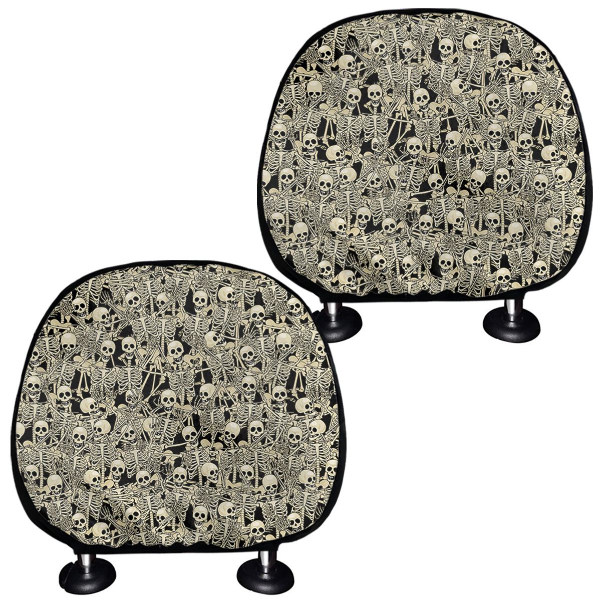 Scary Skeleton Pattern Print Car Headrest Covers